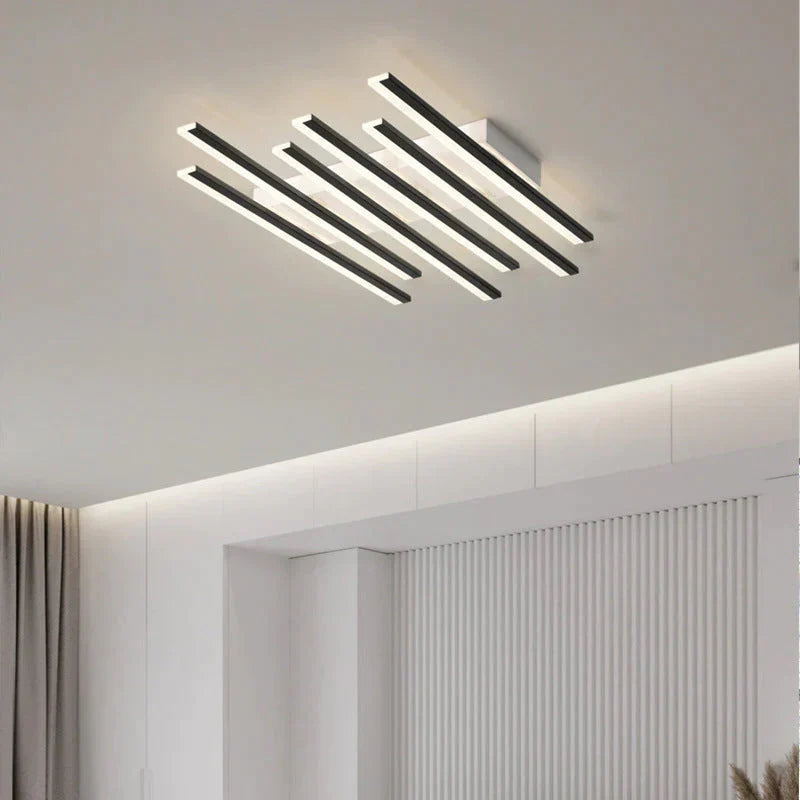 Modern led living room ceiling lamp simple Nordic creative square line restaurant light in the bedroom hall new lighting