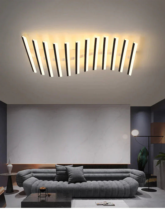 Modern led living room ceiling lamp simple Nordic creative square line restaurant light in the bedroom hall new lighting