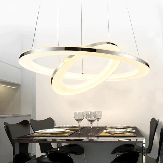 Modern LED Pendant Lights Fixtures For Dining Living Room Home Decor Acrylic Rings Hanging Lamp With Remote Dimmable Lighting