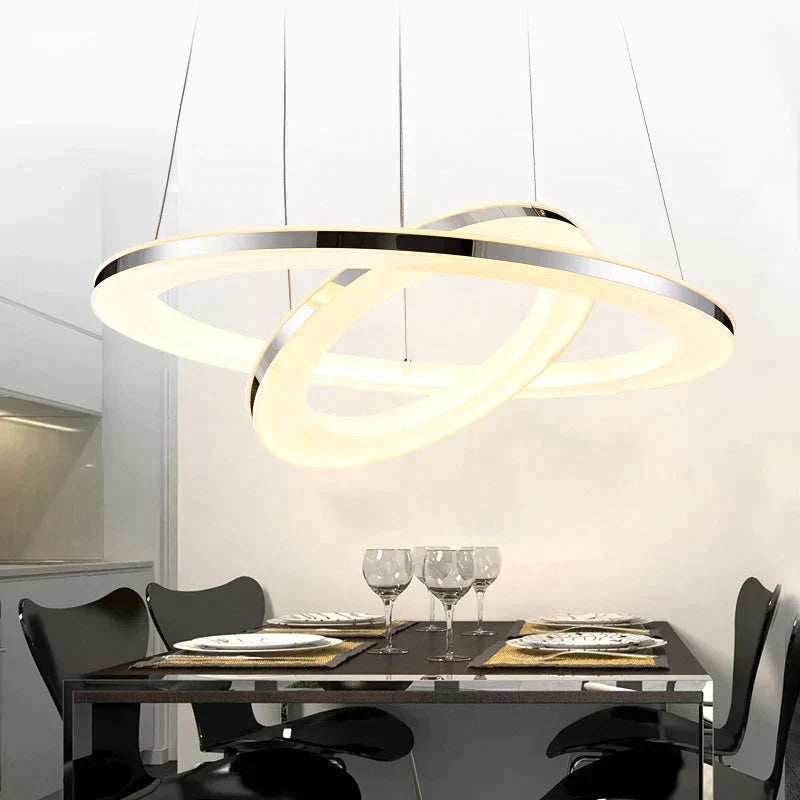 Modern Led Pendant Lights Fixtures For Dining Living Room Home Decor Acrylic Rings Hanging Lamp With