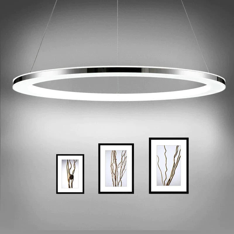 Modern LED Pendant Lights Fixtures For Dining Living Room Home Decor Acrylic Rings Hanging Lamp With Remote Dimmable Lighting