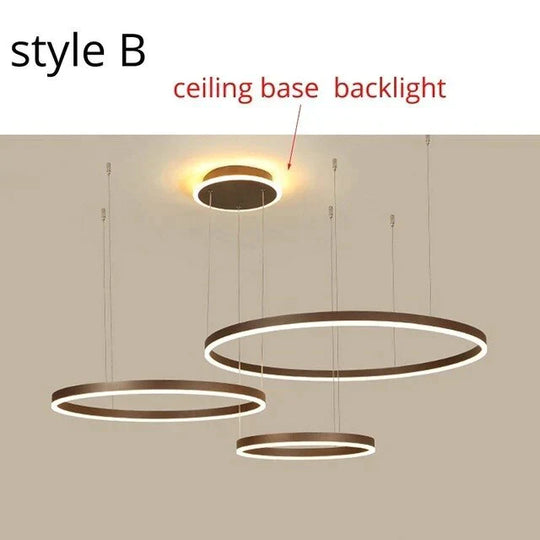 Modern LED Pendant Lights For Living Dining Room Dimmable Suspension Luminaire Suspendu Circular Rings Coffee Hanglamp Luminaria