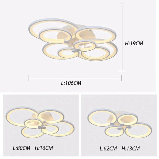 Modern LED Rings Ceiling Lamp For Kitchen Living Room Study Room Bedroom Dimmable+Remote Control   Geometry  Fixtures