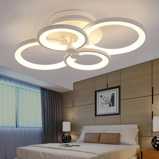 Modern LED Rings Ceiling Lamp For Kitchen Living Room Study Room Bedroom Dimmable+Remote Control   Geometry  Fixtures