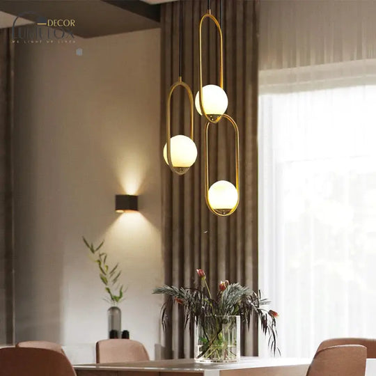 Modern LED Round Glass Ball Pendant Lights Iron E14 Pendant Lamps Hanging Light Fixture for Living Room Bedroom Dining Room