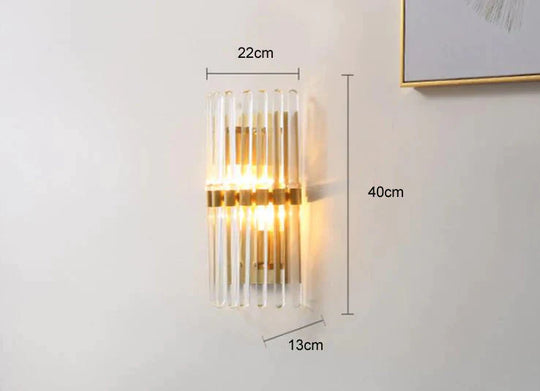 Modern Light Luxury Crystal LED Bedroom Bedside Lamp Copper  Wall Lamp