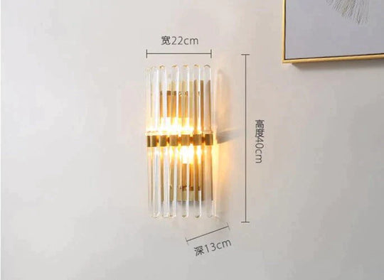 Modern Light Luxury Crystal Led Bedroom Bedside Lamp Copper Wall Lamps