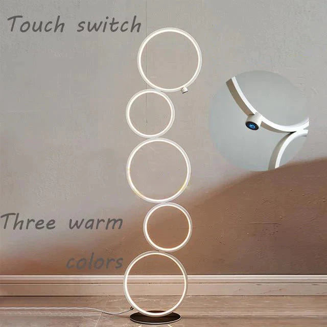 Modern Minimalist LED Ring Floor Lights Lighting Art Deco Home Floor Lights Touch Switch Standing Lamp for Living Room Luminarie