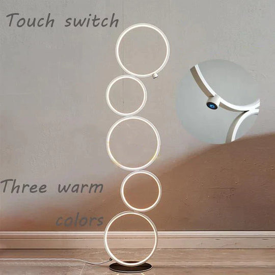 Modern Minimalist Led Ring Floor Lights Lighting Art Deco Home Touch Switch Standing Lamp For Living