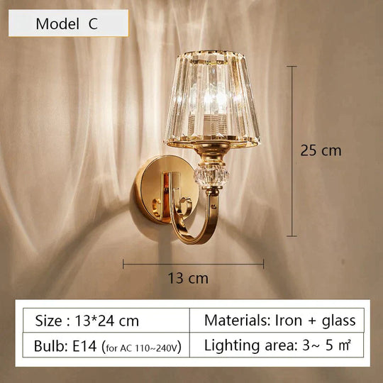 Modern Minimalist Wall Lamp With Glass Shade For Bedside Lighting Living Room Light