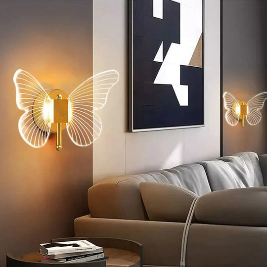 Modern Nordic All Copper Led  Butterfly Wall Lamp