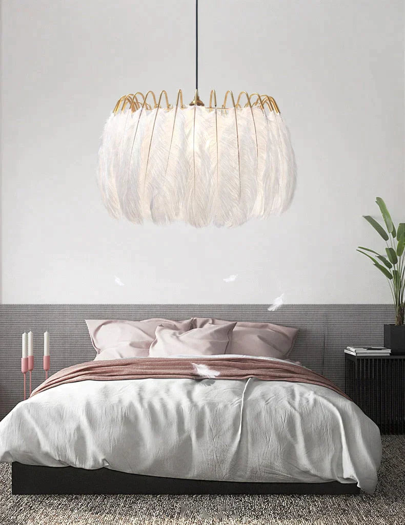 Modern Nordic  Fairy Feather Chandelier Lamp Loft Pendant Lamp Lights Living Suspension Lighting Fixtures