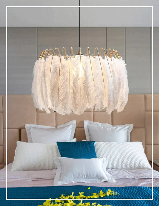 Modern Nordic  Fairy Feather Chandelier Lamp Loft Pendant Lamp Lights Living Suspension Lighting Fixtures