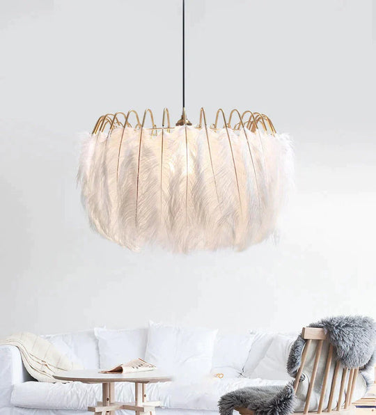 Modern Nordic  Fairy Feather Chandelier Lamp Loft Pendant Lamp Lights Living Suspension Lighting Fixtures