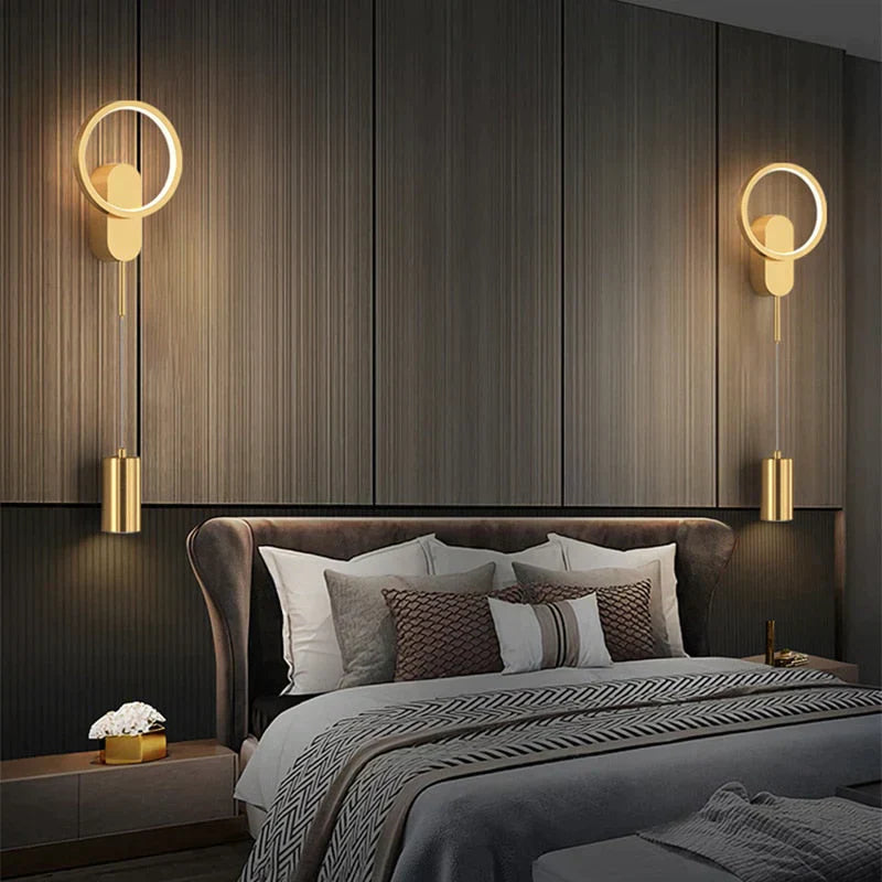 Modern Nordic Led Wall Lamp For Bedroom Black/Gold Light