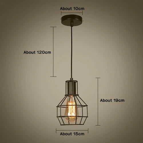 Modern Pendant Light Black Iron Hanging Cage Vintage E27Led Lamp Bulb Industrial Loft Retro Dining Room Restaurant Bar Counte