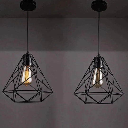 Modern Pendant Light Black Iron Hanging Cage Vintage E27Led Lamp Bulb Industrial Loft Retro Dining Room Restaurant Bar Counte