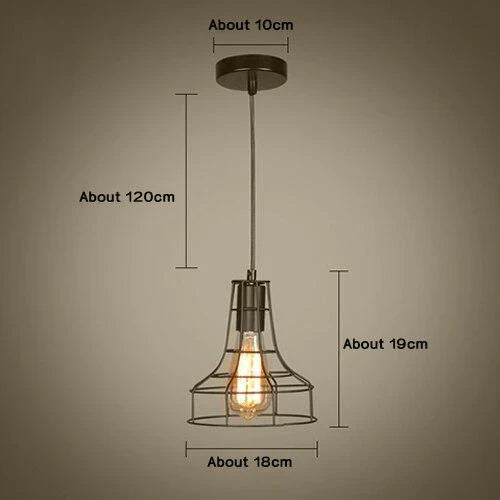 Modern Pendant Light Black Iron Hanging Cage Vintage E27Led Lamp Bulb Industrial Loft Retro Dining Room Restaurant Bar Counte