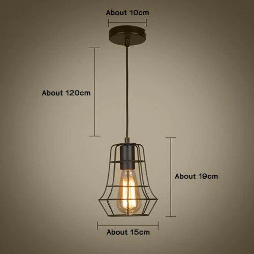 Modern Pendant Light Black Iron Hanging Cage Vintage E27Led Lamp Bulb Industrial Loft Retro Dining Room Restaurant Bar Counte