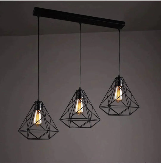 Modern Pendant Light Black Iron Hanging Cage Vintage E27Led Lamp Bulb Industrial Loft Retro Dining Room Restaurant Bar Counte