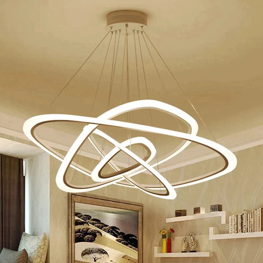 Modern Pendant Lights For Living Dining Room 4/3/2/1 Circle Rings Acrylic LED Lighting