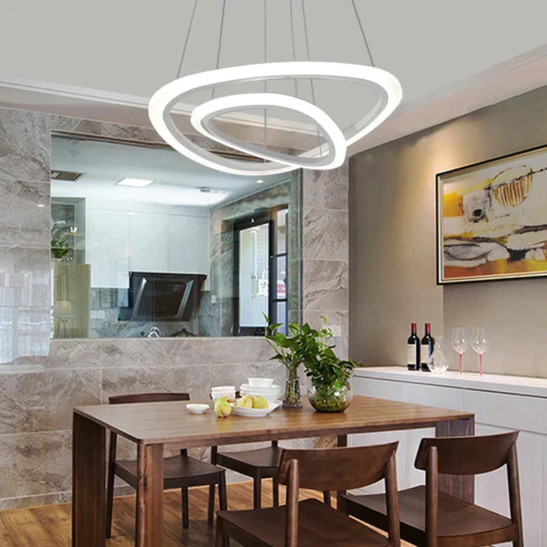 Modern Pendant Lights For Living Dining Room 4/3/2/1 Circle Rings Acrylic LED Lighting