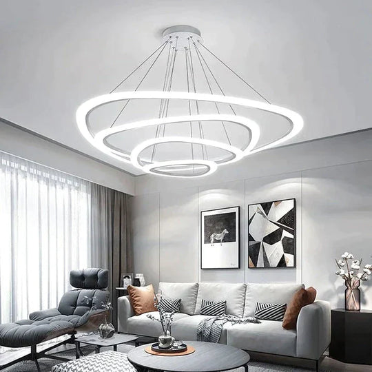 Modern Pendant Lights For Living Dining Room 4/3/2/1 Circle Rings Acrylic LED Lighting