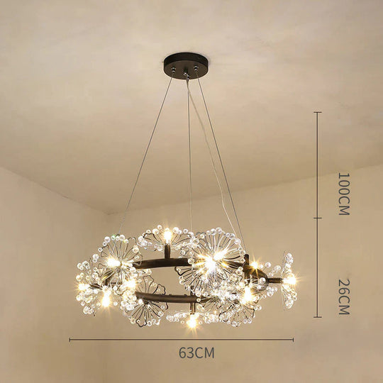 Modern Simple Bedroom Restaurant Light Luxury Crystal Creative Personality Living Room Round Dandelion Flower Decorative Chandelier