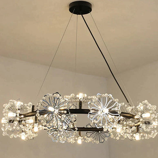 Modern Simple Bedroom Restaurant Light Luxury Crystal Creative Personality Living Room Round Dandelion Flower Decorative Chandelier