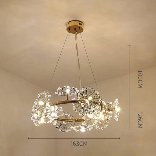 Modern Simple Bedroom Restaurant Light Luxury Crystal Creative Personality Living Room Round Dandelion Flower Decorative Chandelier