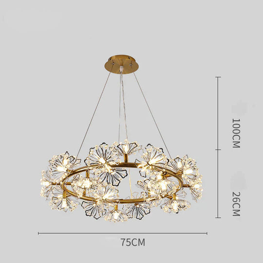 Modern Simple Bedroom Restaurant Light Luxury Crystal Creative Personality Living Room Round Dandelion Flower Decorative Chandelier