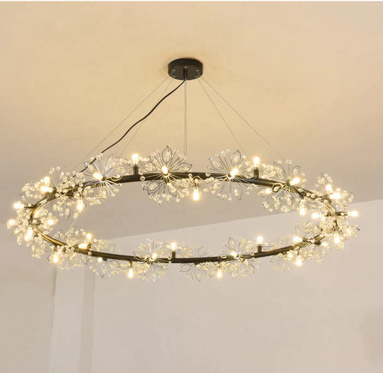 Modern Simple Bedroom Restaurant Light Luxury Crystal Creative Personality Living Room Round Dandelion Flower Decorative Chandelier