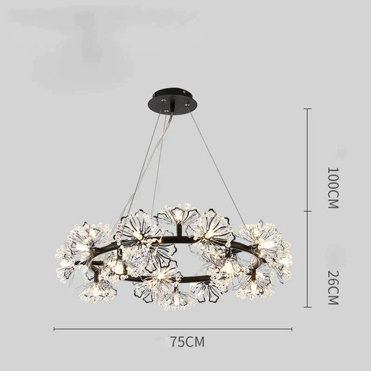 Modern Simple Bedroom Restaurant Light Luxury Crystal Creative Personality Living Room Round Dandelion Flower Decorative Chandelier