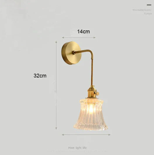 Modern Simple Nordic Living Room Bedroom Copper Wall Lamp Lamps