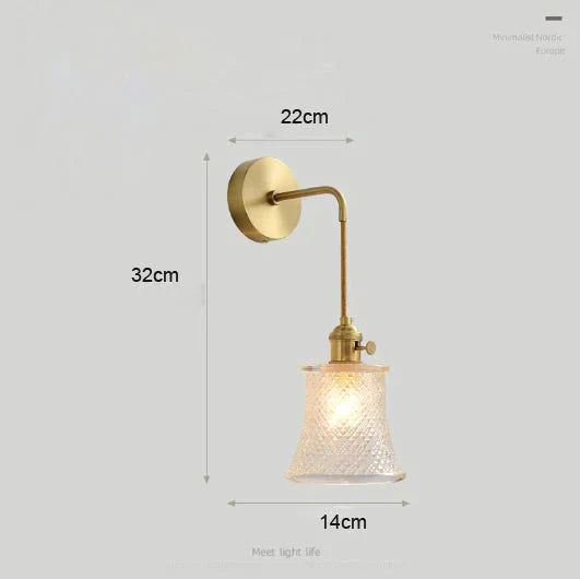 Modern Simple Nordic Living Room Bedroom Copper Wall Lamp