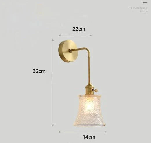 Modern Simple Nordic Living Room Bedroom Copper Wall Lamp