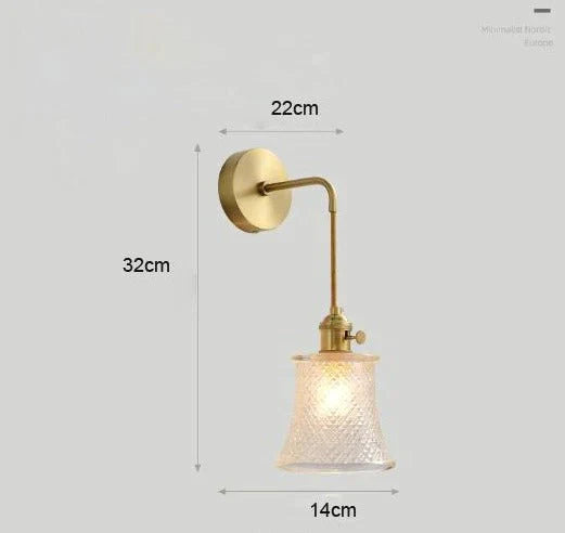 Modern Simple Nordic Living Room Bedroom Copper Wall Lamp Lamps