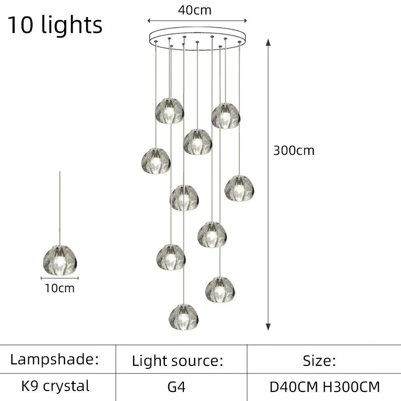 Nebular - Modern K9 Crystal LED meteor chandelier