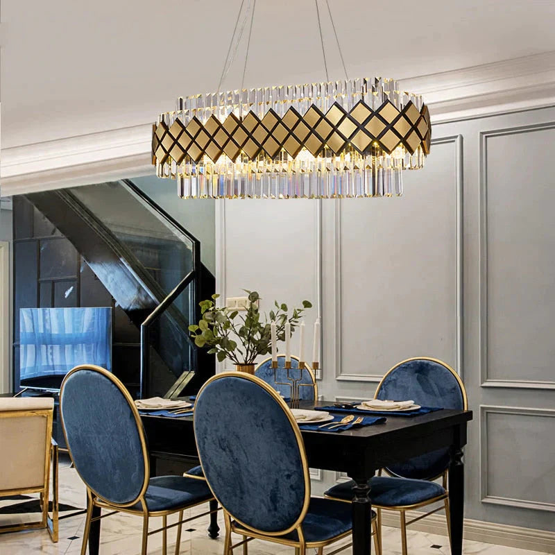 Neva 2 - Designer Alloy and Crystal LED Chandelier For Dinning Room Living room