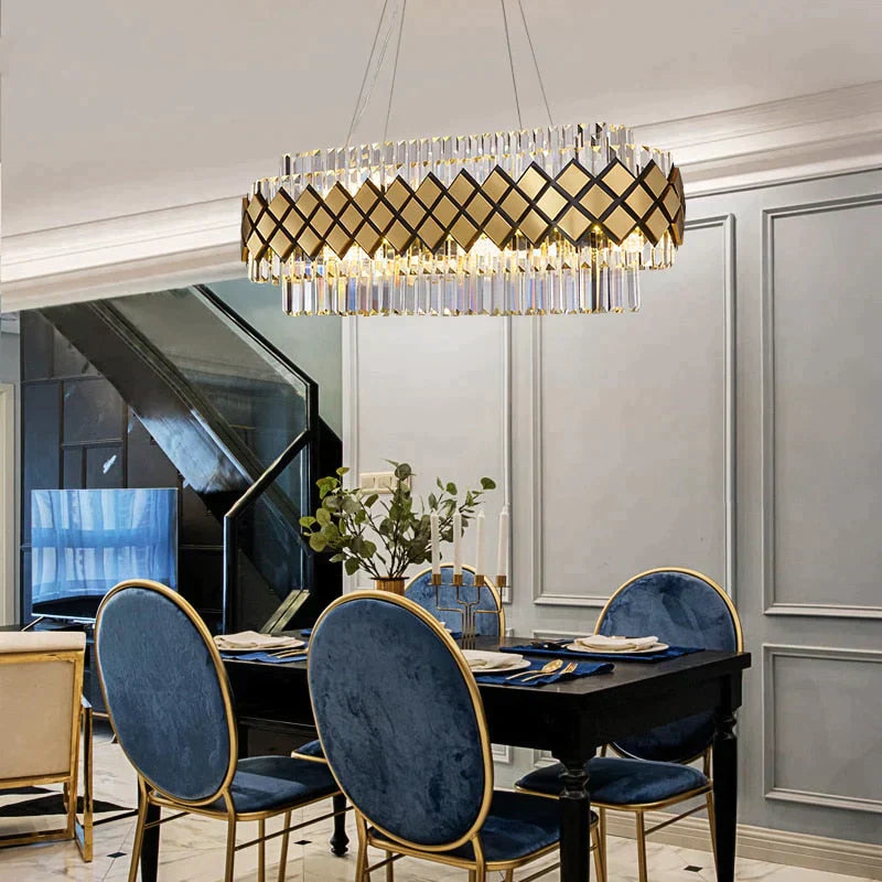 Neva 2 - Designer Alloy And Crystal Led Chandelier For Dinning Room Living Room