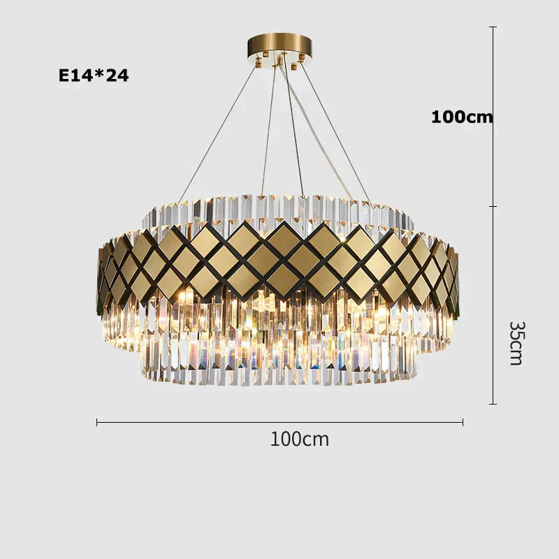 Neva 2 - Designer Alloy And Crystal Led Chandelier For Dinning Room Living Room Dia100Cm