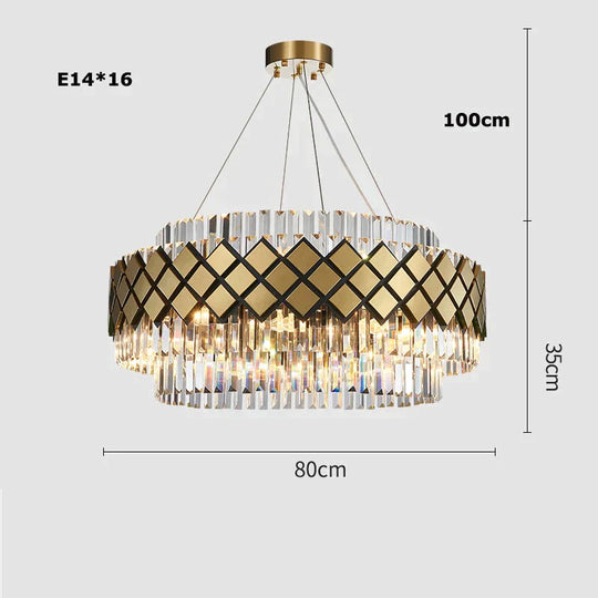 Neva 2 - Designer Alloy And Crystal Led Chandelier For Dinning Room Living Room Dia80Cm