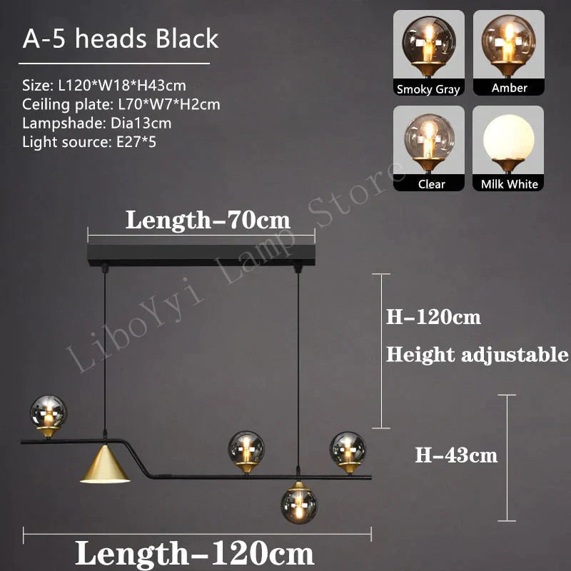 Nevaeh - Nordic Style Black Glass Bulb Led Pendant Light