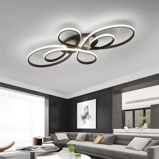 New Hot RC White/Coffee Modern Led Ceiling Lights For Living Room Bedroom Study Room Dimmable Ceiling Lamp Fixtures