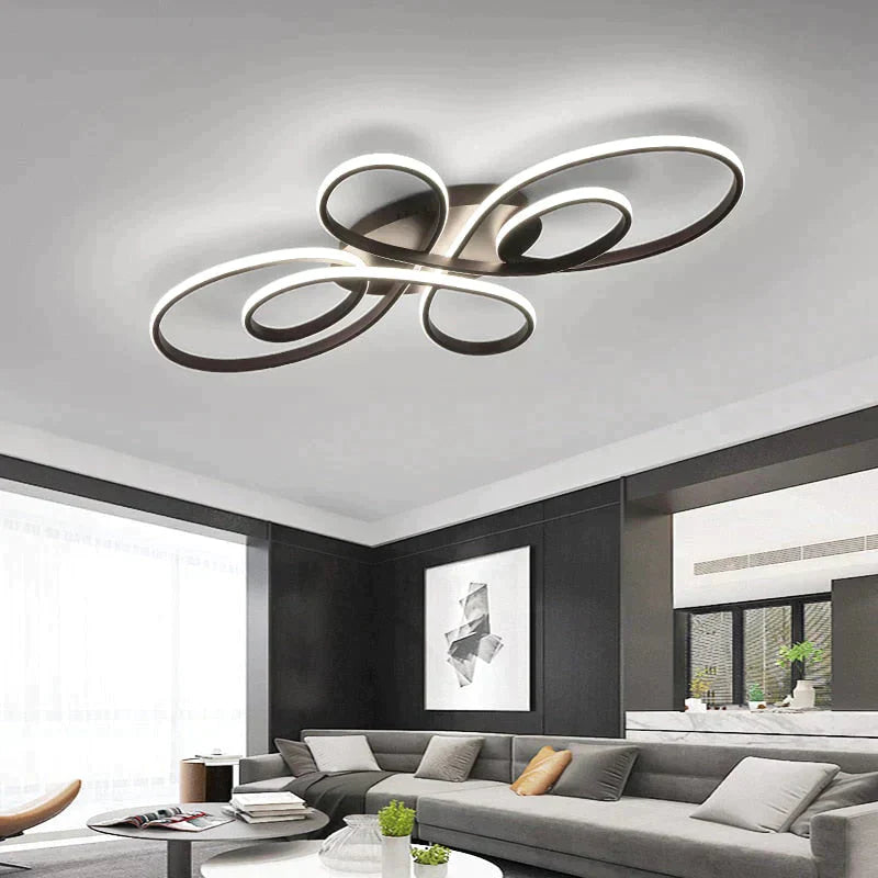 New Hot Rc White/Coffee Modern Led Ceiling Lights For Living Room Bedroom Study Dimmable Lamp