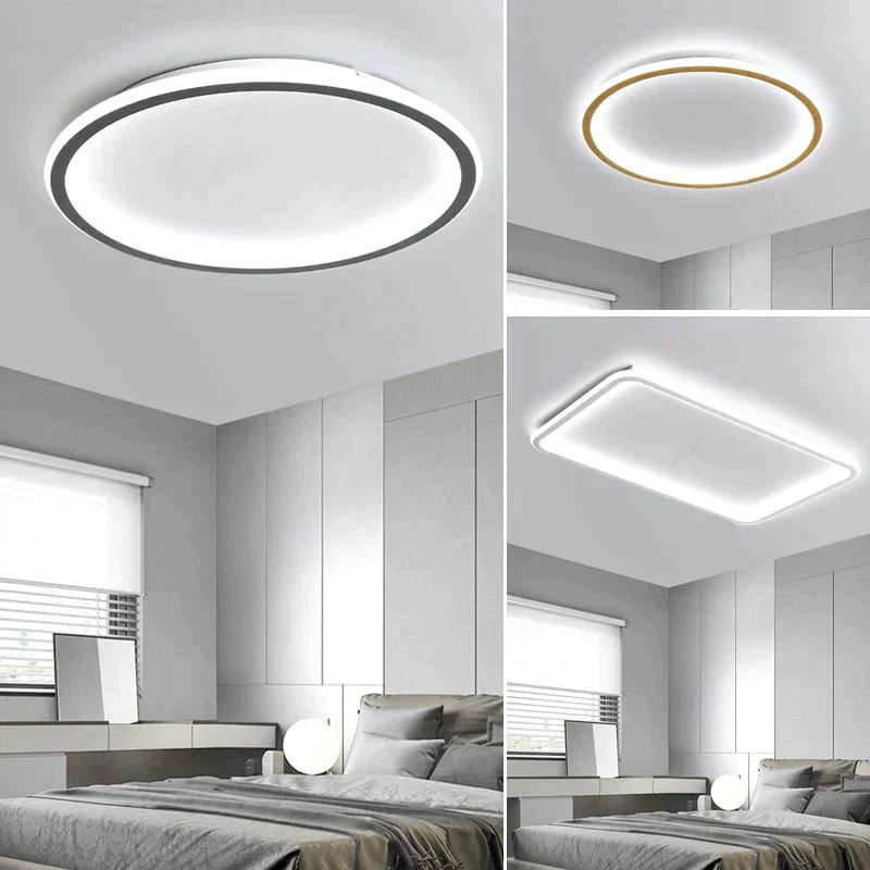 New Modern Black White Ultra-Thin Led Ceiling Light Rectangular Round Bedroom Lamp Living Room