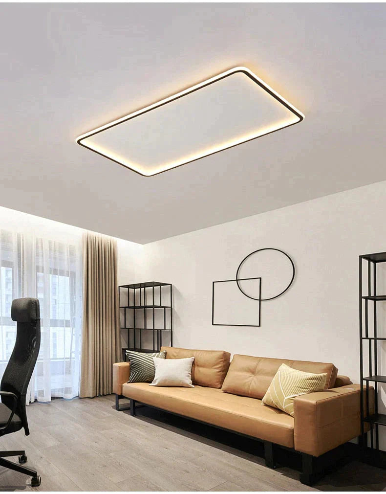 New Modern Black White Ultra-Thin Led Ceiling Light Rectangular Round Bedroom Lamp Living Room