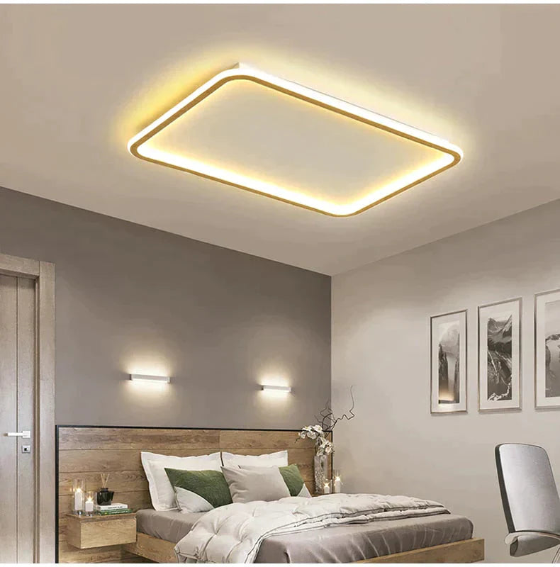 New Modern Black White Ultra-Thin Led Ceiling Light Rectangular Round Bedroom Lamp Living Room