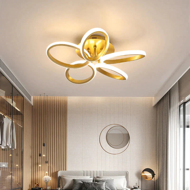 New Petal Ceiling Lamp Led Creative Flower Living Room Lamp Simple Modern Warm Light In The Bedroom Designer Lamps