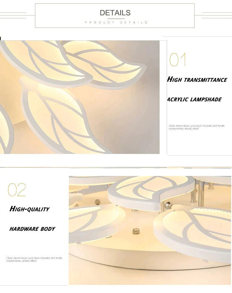 New Style Led Ceiling Light Leaf-shape For Living Room Study Room Bedroom Home Decoration Lamp Fixtures With APP Remote